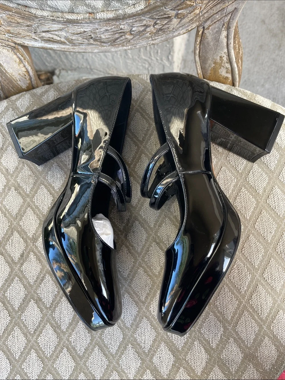 Elle Black Patent Double-Strap Mary Jane Flats
